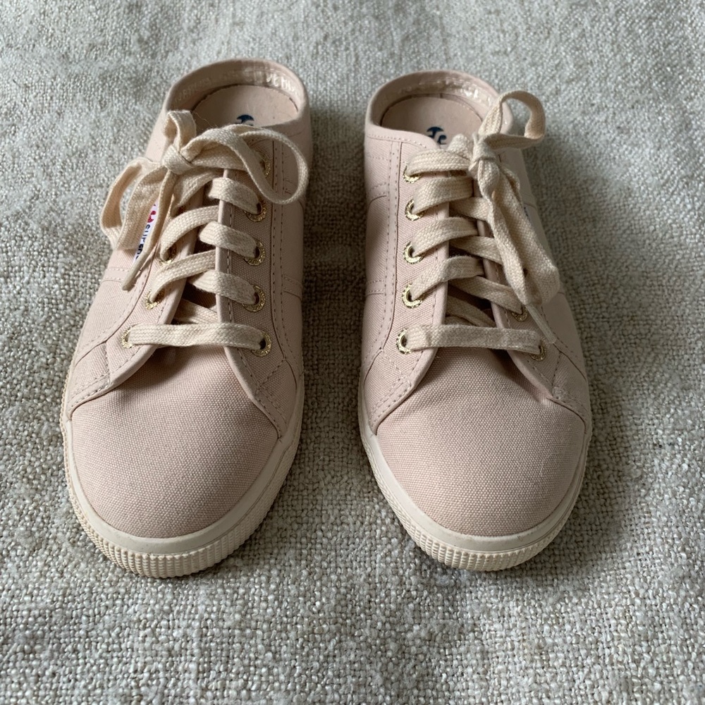 Pink Superga slip ons